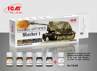 ICM Acrylic paint set for German AFV WW2 (Marder I)