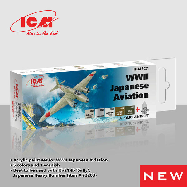 ICM 3021 WWII Japanese Aviation Acrylic Paint Set