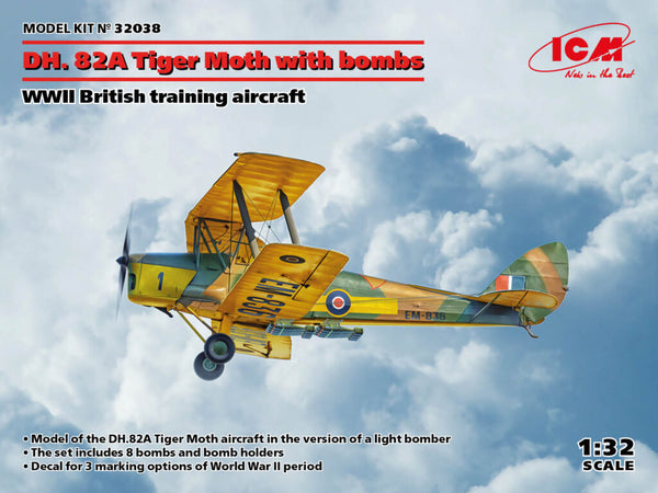 ICM32038 - 1/32 ICM WWII British DH82A Tiger Moth Training Plane with Bombs