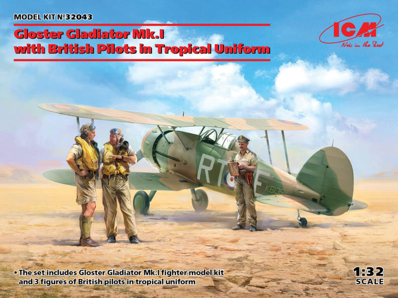 ICM32043 - 1/32 ICM Gloster Gladiator Mk.I with British Pilots in Tropical Uniform