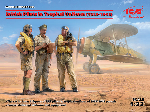 ICM32106 - 1/32 ICM British Pilots in Tropical Uniform (1939-1943) (3 figures)