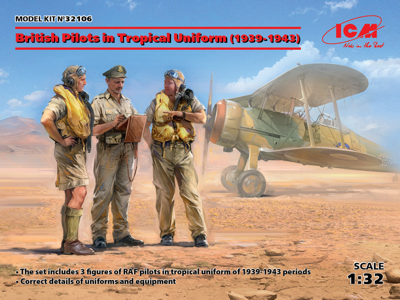 ICM32106 - 1/32 ICM British Pilots in Tropical Uniform (1939-1943) (3 figures)