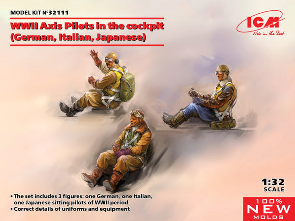 ICM32111 - 1/32 ICM WWII Axis Pilots in the cockpit (German, Italian, Japanese) (100% new molds)