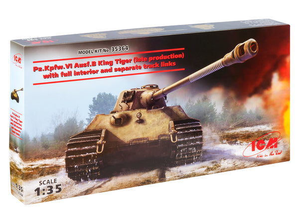 ICM35364 - 1/35 ICM Pz.Kpfw.VI Ausf.B King Tiger (late production) with full interior, WWII German Heavy Tank