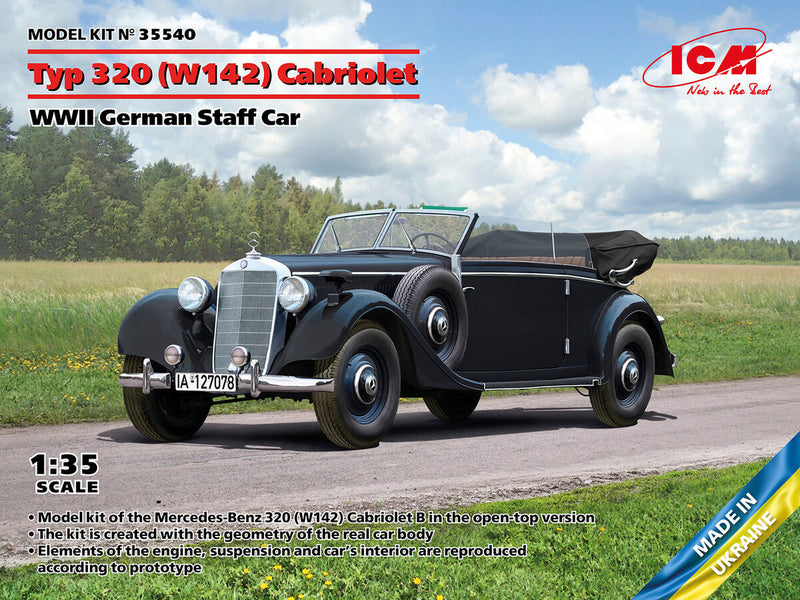 ICM 35540 Typ 320 (W142) Cabriolet WWII German Staff Car