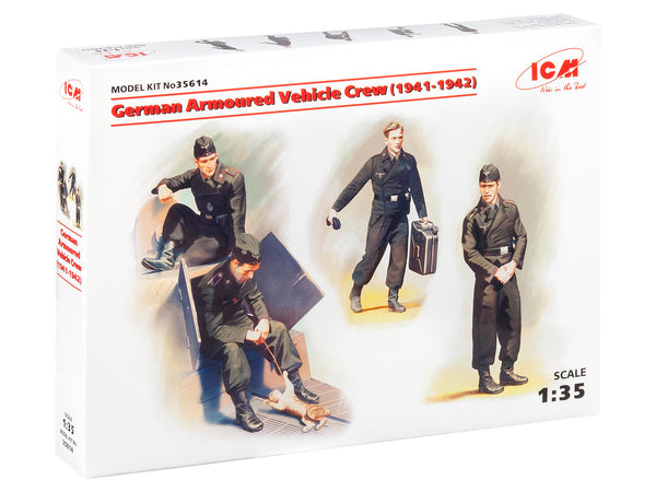 ICM35614 - 1/35 ICM German Armoured Vehicle Crew (1941-1942) (4 figures and cat)