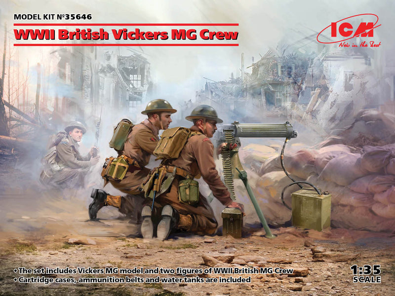 ICM35646 - 1/35 ICM WWII British Vickers MG Crew (Vickers MG & 2 figures)