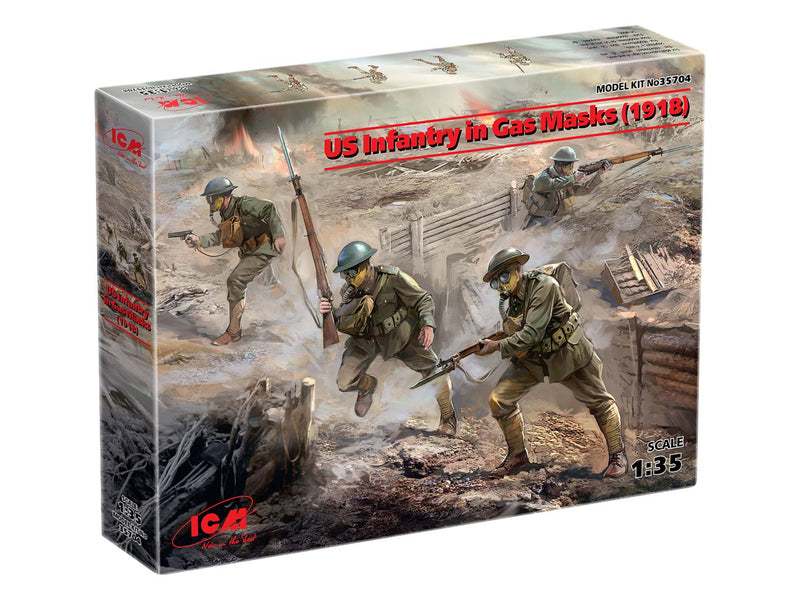 ICM35704 - 1/35 ICM US Infantry in Gas Masks (1918) (4 figures)