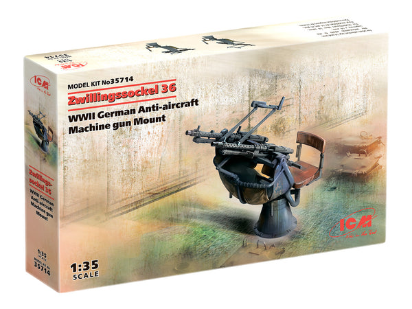 ICM35714 - 1/35 ICM Zwillingssockel 36, WWII German Anti-aircraft Machihe gun Mount (100% new molds)