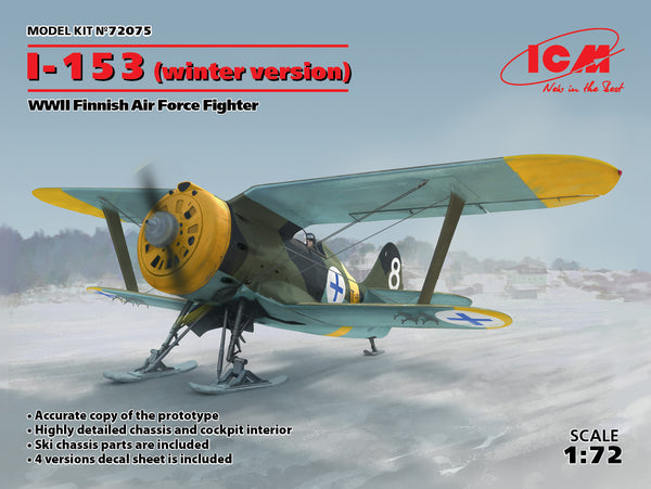 ICM72075 - 1/72 ICM I-153 , WWII Finnish Air Force Fighter (winter version)