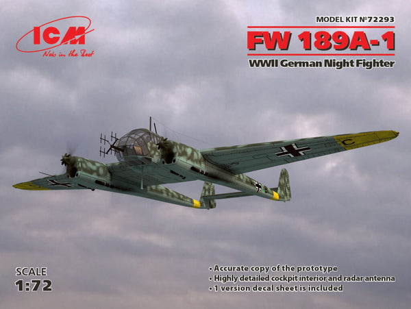 ICM72293 - 1/72 ICM FW 189A-1, WWII German Night Fighter