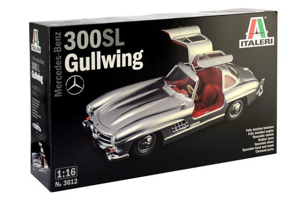 Italeri 3612S 3612S-1:16 Mercedes-Benz 300 SL Gullwing, Model Building, Building kit, Stand Model Making, Crafts, Hobby, Gluing, Plastic kit, unpainted