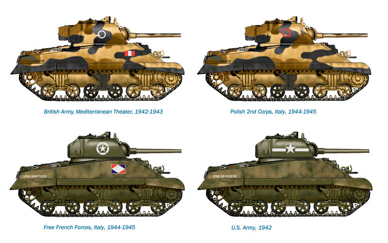 M4A2 SHERMAN II (2 FAST ASSEMBLY KITS)