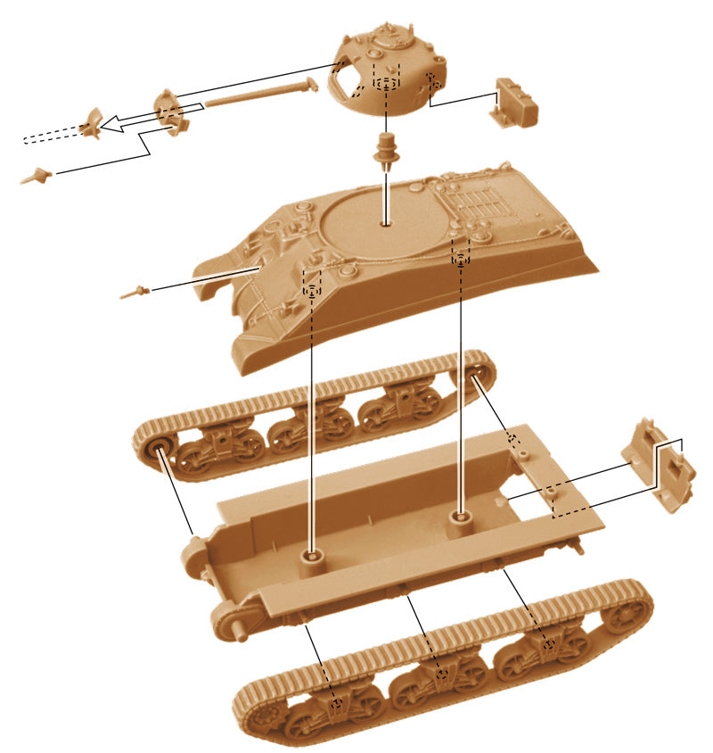 M4A2 SHERMAN II (2 FAST ASSEMBLY KITS)