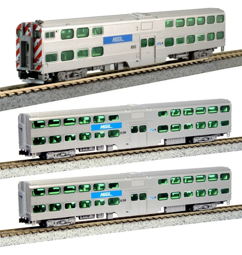 Chicago METRA Gallery Bi-Level Commuter Train 3-Car Set