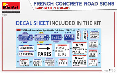 1/35 Miniart French Concrete Road Signs Paris 9130-1940's