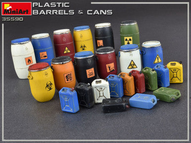 1/35 Miniart Plastic Barrels & Cans (12 each)