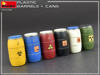 1/35 Miniart Plastic Barrels & Cans (12 each)