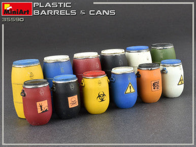 1/35 Miniart Plastic Barrels & Cans (12 each)