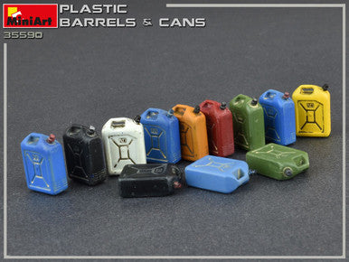 1/35 Miniart Plastic Barrels & Cans (12 each)