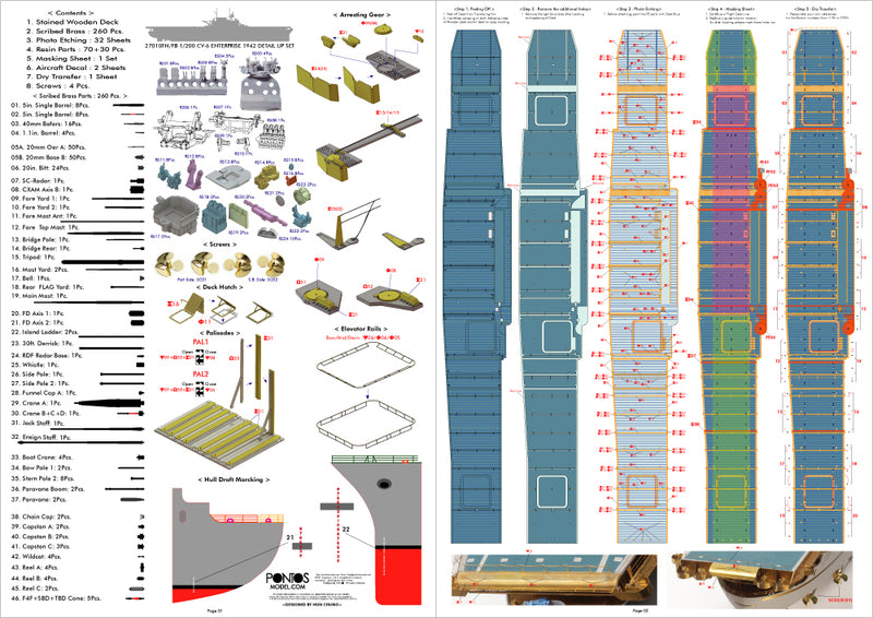 USS CV-6 Enterprise 1942 Detail up set (20B Deck Blue)