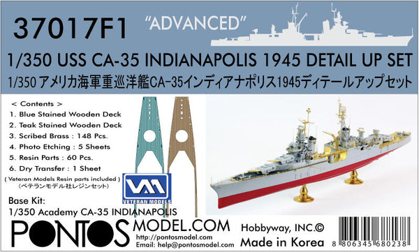 USS CA-35 Indianapolis 1945 Detail up set for Academy Advanced