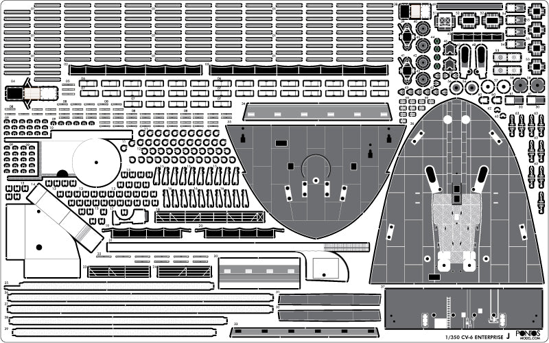 USS CV-6 Enterprise 1942 Detail up set (Teak Tone)