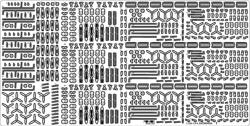 USS CV-6 Enterprise 1942 Detail up set (Teak Tone)