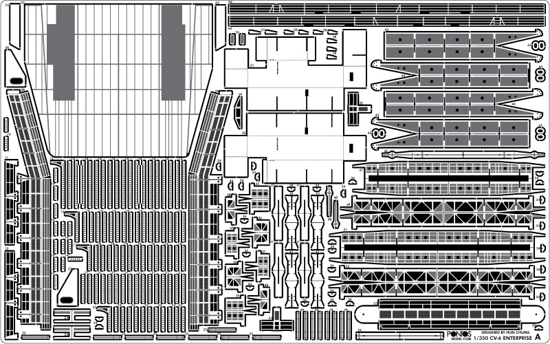 USS CV-6 Enterprise 1942 Detail up set (Teak Tone)
