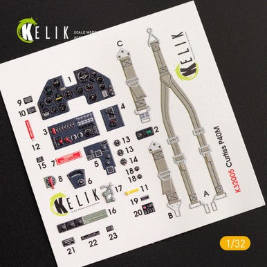 1/32 Kelik P-40M interior 3D decals for Trumpeter kit