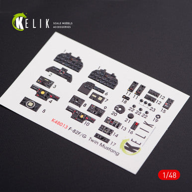 1/48 Kelik F-82 (F,G) Twin Mustang interior 3D decals for Modelsvit kit