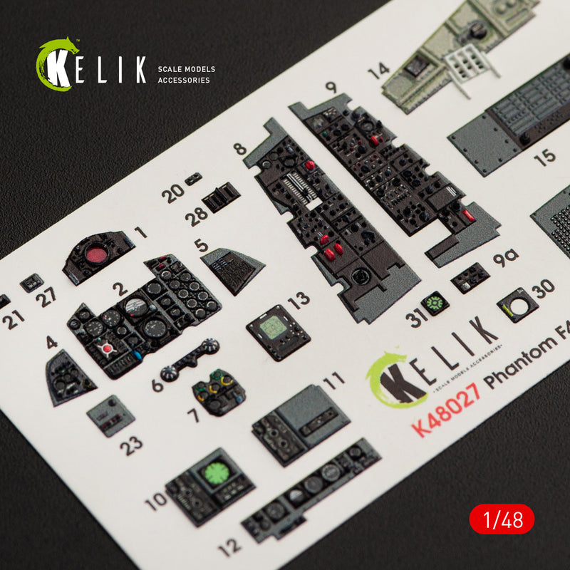 Reskit F-4B interior 3D decals for Tamiya kit