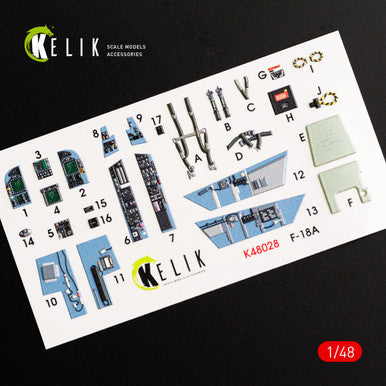 1/48 Kelik F/A-18A Hornet interior 3D decals for Kinetic kit