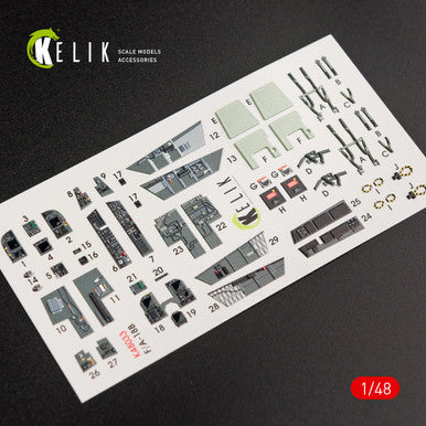 1/48 Kelik F/A-18B Hornet interior 3D decals for Kinetic kit