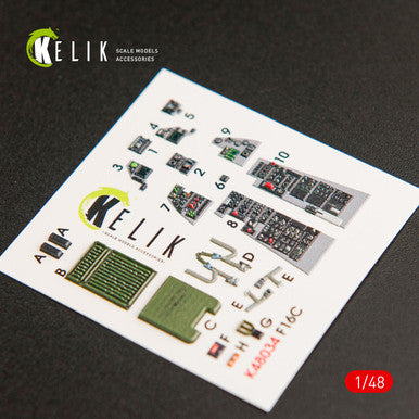 1/48 Kelik F-16C Fighting Falcon interior 3D decals for Kinetic kit