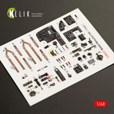 1/48 Reskit Bristol Beaufort Mk.1 Type 1 Interior 3D Decals for ICM Kit