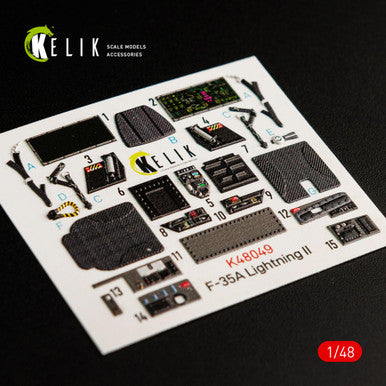 1/48 Kelik F-35A Lightning II interior 3D decals for Meng kit