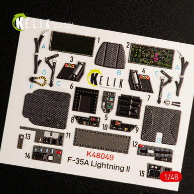 1/48 Kelik F-35A Lightning II interior 3D decals for Meng kit