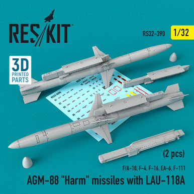 1/32 Reskit AGM-88 Harm missiles with LAU-118A (2 pcs)