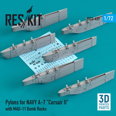 1/72 Reskit Pylons for NAVY A-7 Corsair II with MAU-11 Bomb Racks (3D Printing)