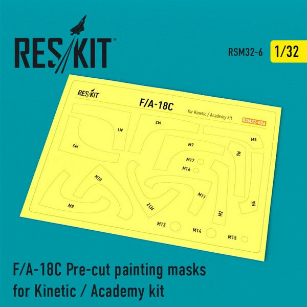 Reskit F/A-18C Pre-cut painting masks for Kinetic / Academy kit (1/32)