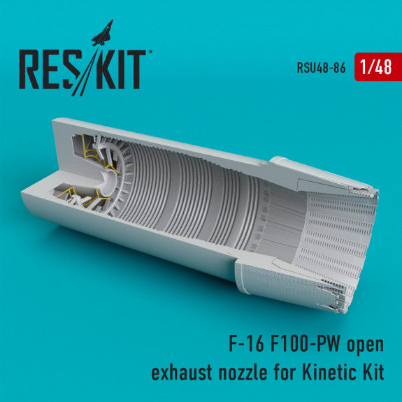 Reskit F-16 F100-PW open exhaust nozzles for Kinetic Kit (1/48)