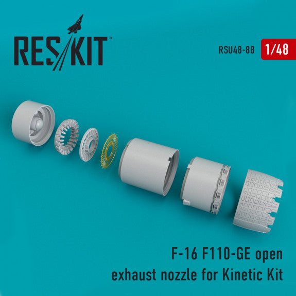 Reskit F-16 F110-GE open exhaust nozzles for Kinetic Kit  (1/48)