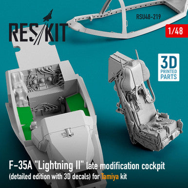 1/48 Reskit F-35A Lightning II late modification cockpit (detailed edition with 3D decals) for Tamiya kit