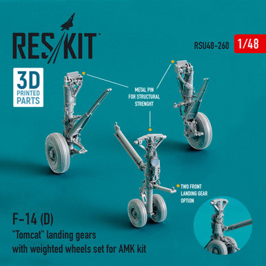 1/48 Reskit F-14 (D) Tomcat landing gears with weighted wheels set for AMK kit (Resin & 3D Printing)