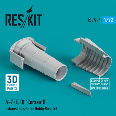 1/72 Reskit A-7 (E,D) Corsair II exhaust nozzle for HobbyBoss kit (3D Printing)