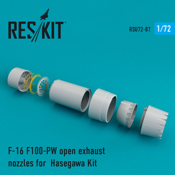 Reskit F-16 F100-PW open exhaust nozzles for  Hasegawa Kit (1/72)