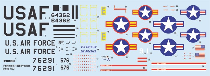 ROD056 - 1/72 Roden Fairchild C123B Provider USAF Transport Aircraft