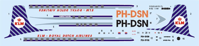 ROD302 - 1/144 Roden DC7C Royal Dutch Airliner