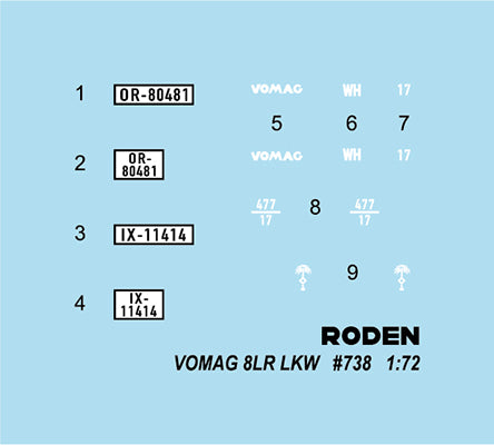 ROD738 - 1/72 Roden Vomag 8 LR Lkw WWII German Heavy Military Truck